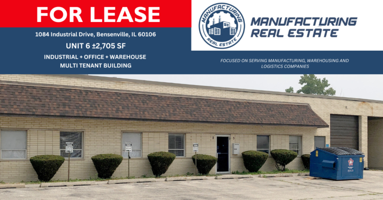 Read more about the article FOR LEASE: 1084 INDUSTRIAL DRIVE BENSENVILLE , IL – UNIT 06 ±2,705 SF